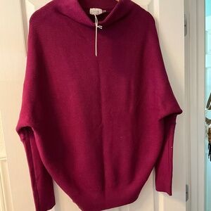 Slouch-Neck Pullover Knit Sweater